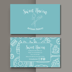 Cute Mint Green Cooking Utensil Bakery Business Card