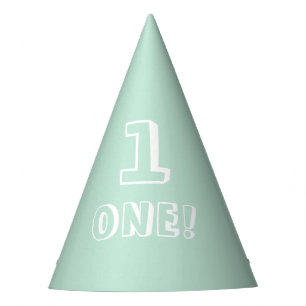Cute mint green custom number age year birthday party hat