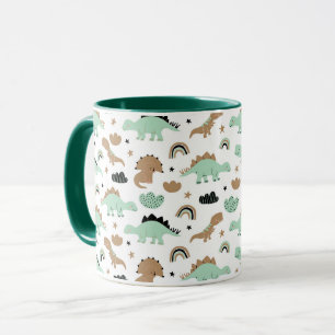 Cute Mint Green Dinosaur Pattern Mug