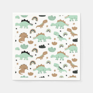 Cute Mint Green Dinosaur Pattern Napkin