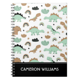 Cute Mint Green Dinosaur Pattern Notebook