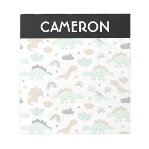 Cute Mint Green Dinosaur Pattern Notepad