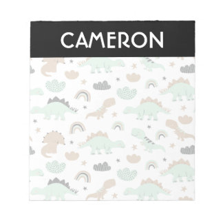 Cute Mint Green Dinosaur Pattern Notepad