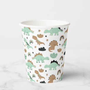 Cute Mint Green Dinosaur Pattern Paper Cups