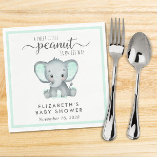 Cute Mint Green Elephant Baby Shower Napkin