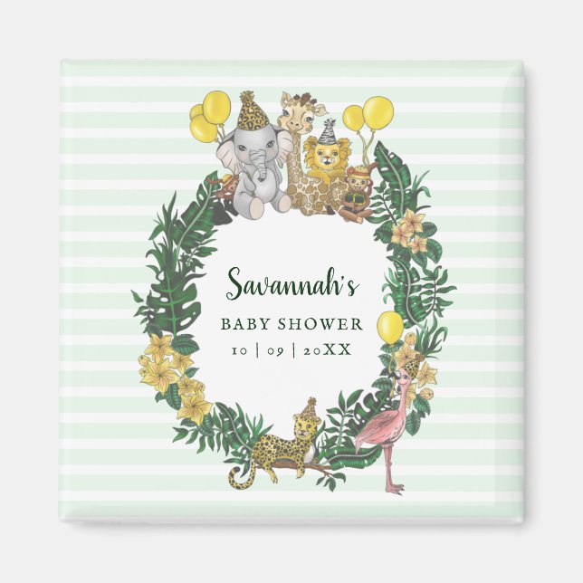 Cute Mint Green Gender Neutral Safari Baby Shower Magnet (Front)
