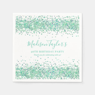Cute Mint Green Glitter Sparkle Confetti Birthday Napkin