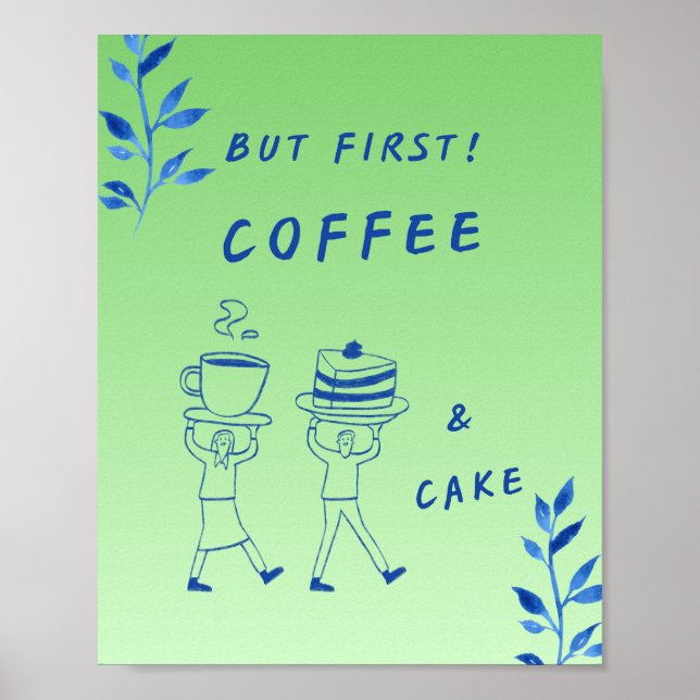 Cute Mint Green Kitchen Wall Art Print (Front)