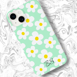 Cute mint green retro daisies on girly floral Case-Mate iPhone 14 case