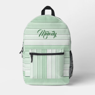 Cute Mint Green Stripes Pretty & Girly Printed Backpack