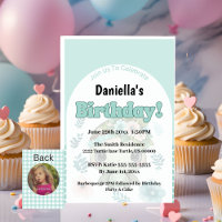 Cute Mint Green Turtle Birthday Party Invitation