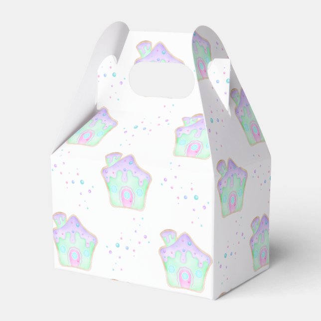 Cute Mint Kids Christmas Gingerbread House Holiday Favour Box (Front Side)