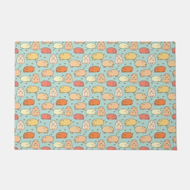 Cute Mint Pig Pattern Doormat (Front)