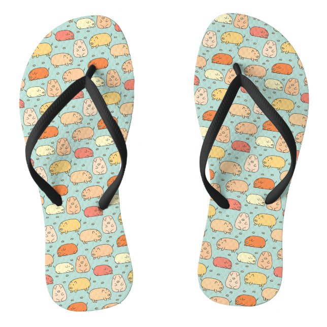 Cute Mint Pig Pattern Flip Flops (Footbed)