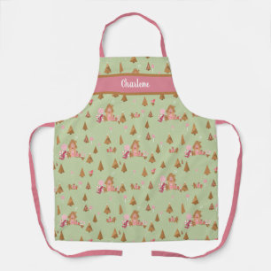 Cute Mint Pink Gingerbread Candy Canes Apron