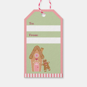Cute Mint Pink Gingerbread Candy Gift Tag