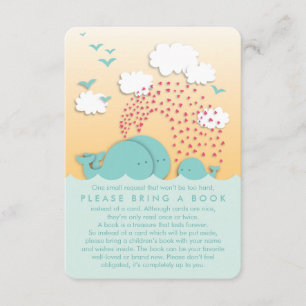 Cute Mint Whales Family Bring a Book Insert Card