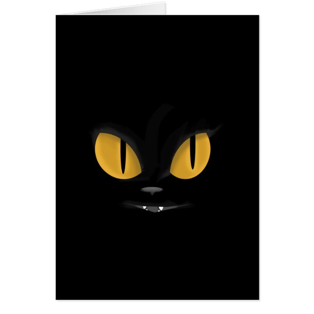 Cute Mischievous Black Cat with Fangs (Front)