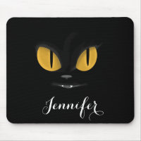 Cute Mischievous Black Cat with Fangs Personalised