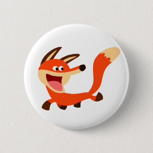 Cute Mischievous Cartoon Fox Button Badge