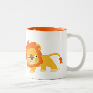 Cute Mischievous Cartoon Lion Two-Tone Coffee Mug
