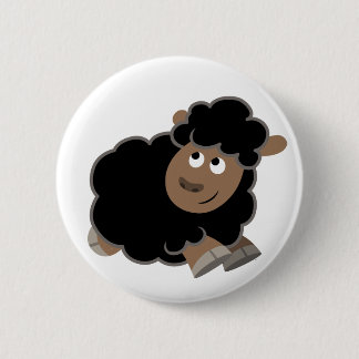 Cute Mischievous Cartoon Sheep Button