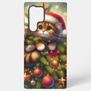Cute, mischievous cat in the Christmas tree Samsung Galaxy Case