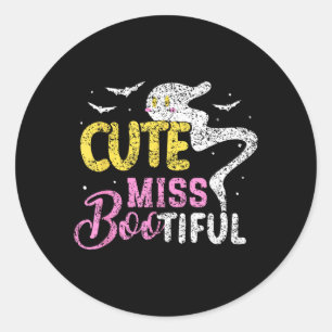 Cute Miss Bootiful Girls Spooky Costume Halloween Classic Round Sticker