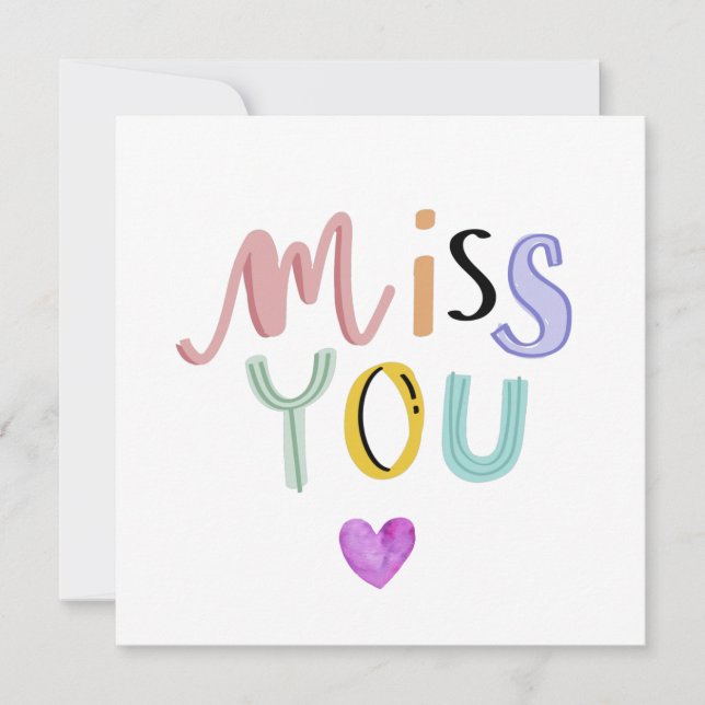 Cute Miss You Card, Greeting Cards, Love Card (Front)