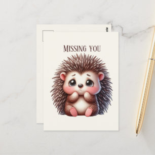 Cute Missing you hedgehog Postcard
