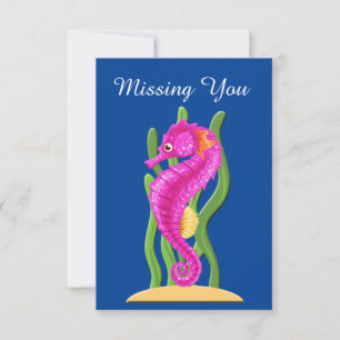Cute missing you seahorse Note Card