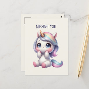 Cute Missing you unicorn Postcard