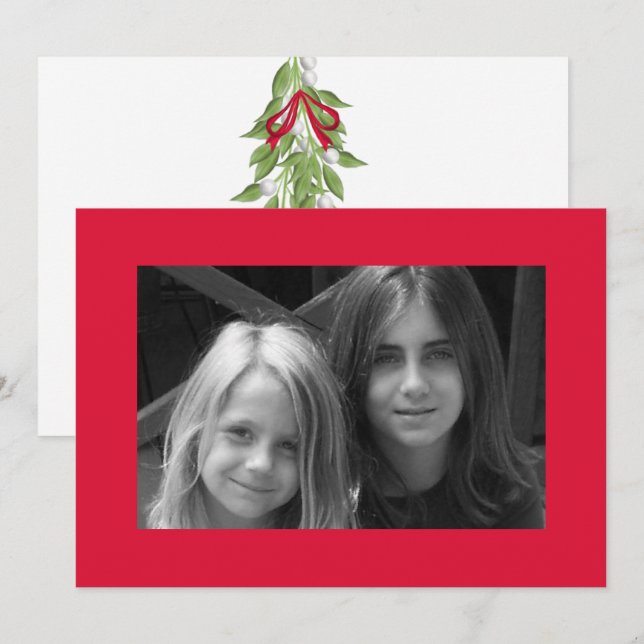 Cute Mistletoe Christmas Photo Template (Front/Back)