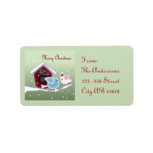 Cute mistletoe Love Birds Our First Christmas Label