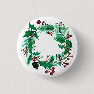 Cute mistletoe wreath button for her.