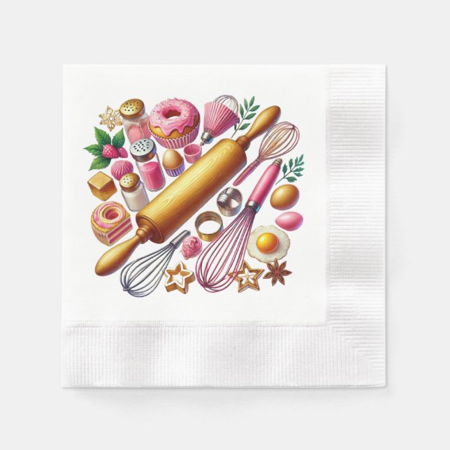 Cute mixed Baking party Napkin (Front)
