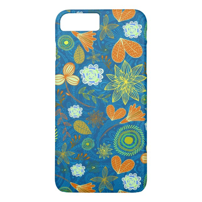 Cute mixed blue paisley colourful flowers patterns Case-Mate iPhone case (Back)