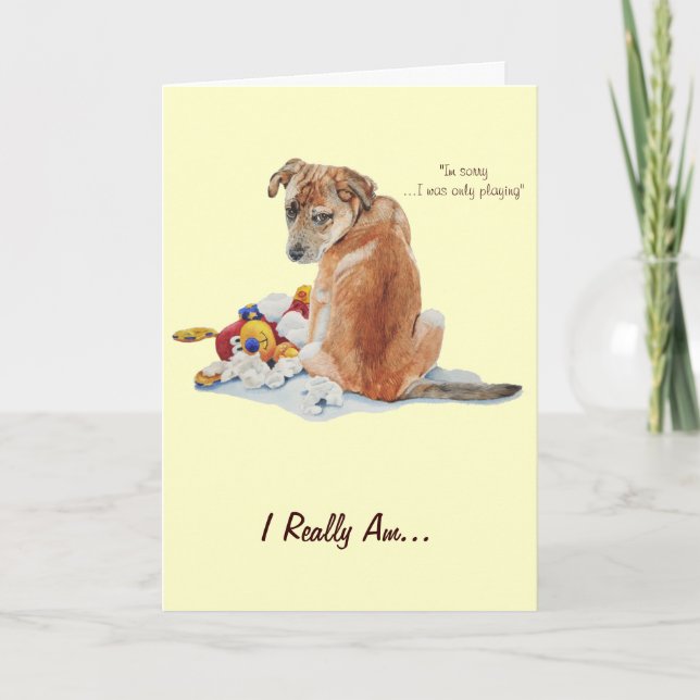 cute mixed breed brown puppy dog sorry card (Front)