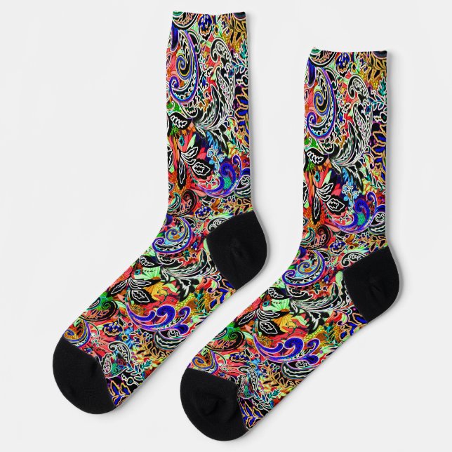 Cute mixed colourful flowers patterns leggings socks (Left)