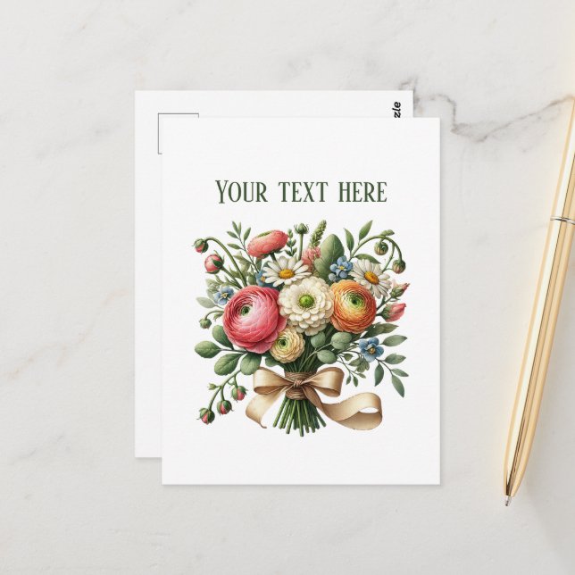 Cute mixed flow lovers customizable postcard (Front/Back In Situ)