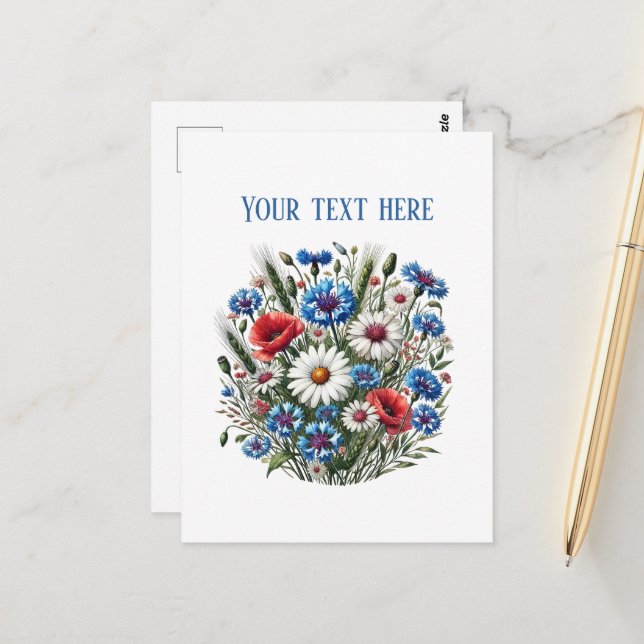 Cute mixed flowers customisable postcard (Front/Back In Situ)