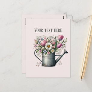 Cute mixed flowers customisable postcard