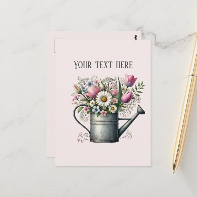 Cute mixed flowers customisable  postcard (Front/Back In Situ)