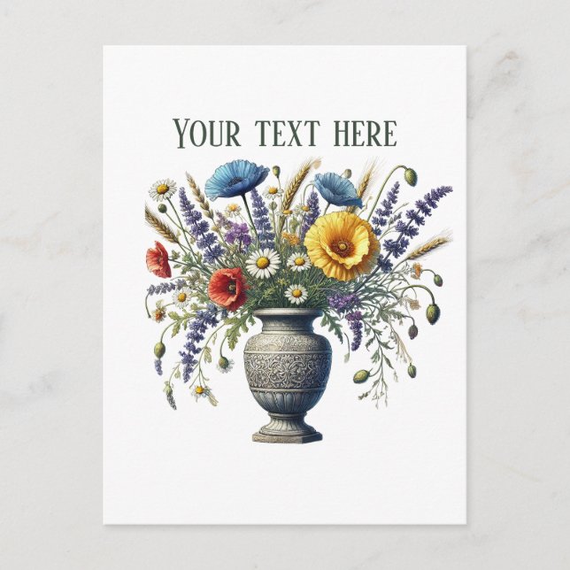 Cute mixed flowers customizable postcard (Front)