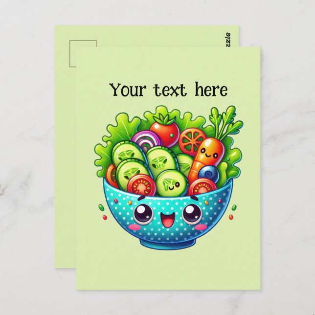 Cute mixed vegetable customise postcard (Front/Back)