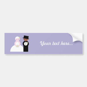Cute mixed wedding couple bumper sticker