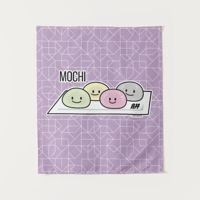 Cute Mochi ice cream rice cake Japanese green tea Tapestry (Front)