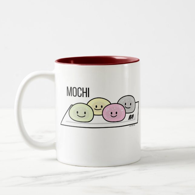 Cute Mochi ice cream rice cake Japanese green tea Two-Tone Coffee Mug (Left)