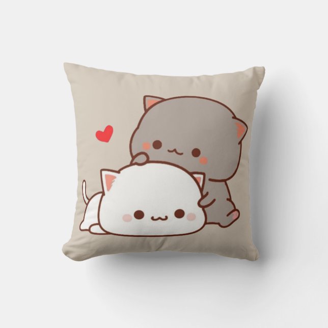 cute mochi peach cat cushion (Front)