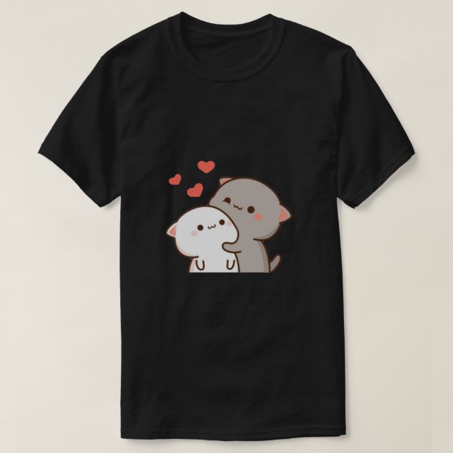 Cute Mochi Peach Cat T-Shirt (Design Front)